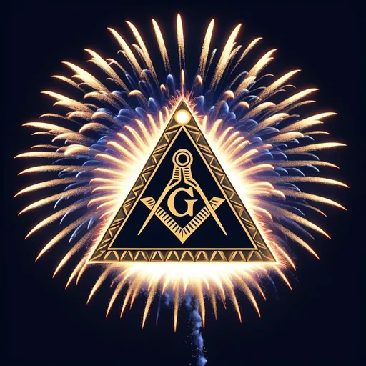 Prompt: Generate a graphics for me of a firework with a Masonic symbol as it explodes in 2025