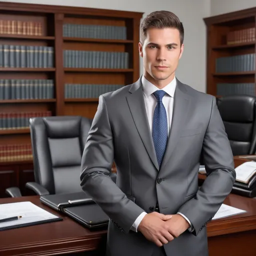 Prompt: Generate an image featuring a confident lawyer, impeccably dressed in a sharp suit with "Car Repo Connect" prominently displayed on the lapel or pocket. The lawyer stands in a well-appointed office, exuding professionalism and expertise. Behind them, shelves filled with legal books and documents convey a sense of authority and knowledge.

The lawyer's demeanor should reflect confidence and competence, with a hint of determination in their expression. Perhaps they are holding a briefcase or gesturing assertively, emphasizing their readiness to advocate on behalf of clients facing car repossession challenges.

The lighting in the scene should be warm and inviting, enhancing the professional atmosphere of the office setting. Background elements such as framed diplomas or legal certificates can further reinforce the lawyer's credentials and expertise.

Through meticulous attention to detail and realistic rendering, the image should capture the essence of legal expertise and advocacy, positioning the lawyer as a trusted representative for clients navigating the complexities of car repossession issues with Car Repo Connect.