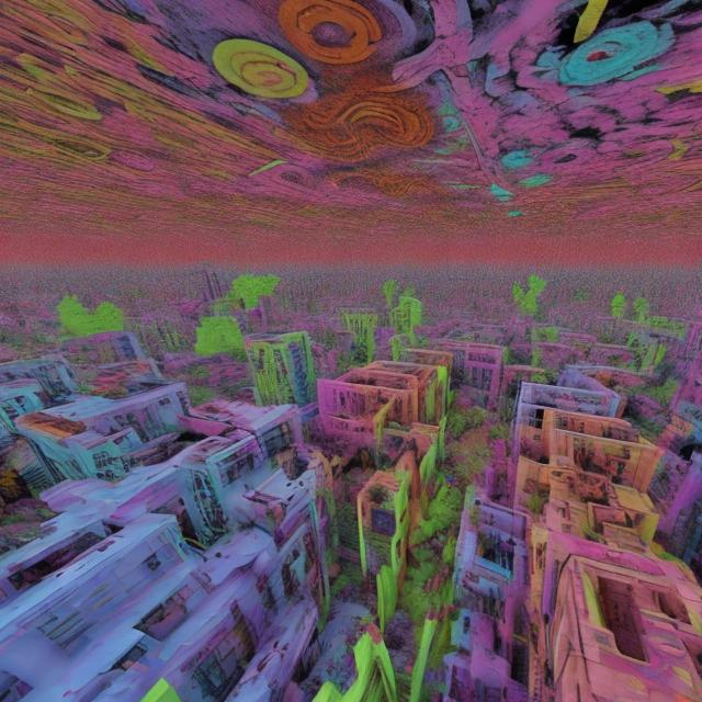 Prompt: people urbexing on acid