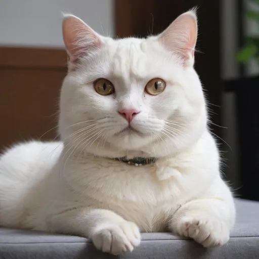 Prompt: 一直白色猫咪坐在树上，很生气