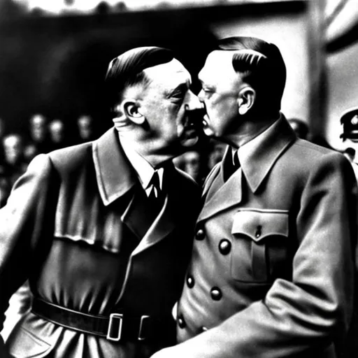 Prompt: hitler kissing a man