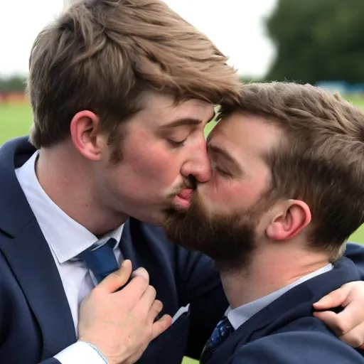 Prompt: owen sttaford kissing a man