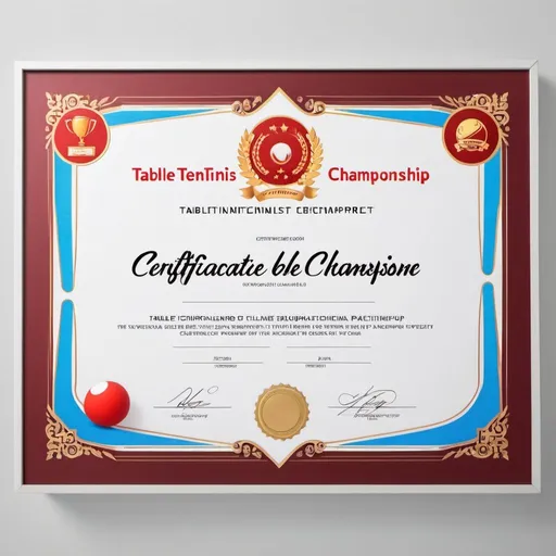 Prompt: table tennis championship certificate
