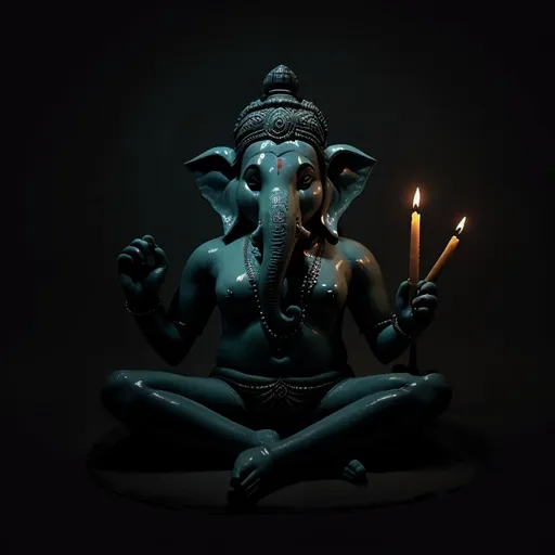 Prompt: create a ganesh ji in a dark moody look for instagram story sixe