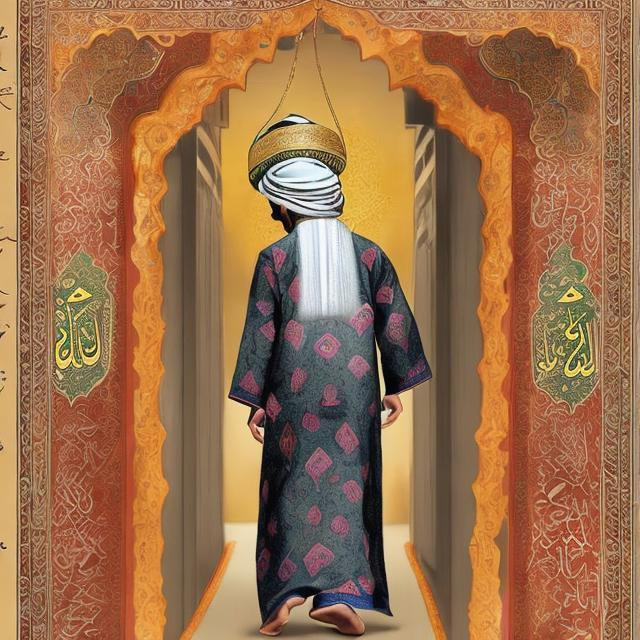 Prompt: A Muslim scholar who is dressed in kirta pajama and wearing an Imama on his head is walking on the straight path
In the Pakistani environment, creating a colorful book cover 