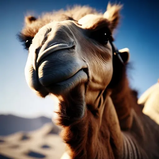 Prompt: high quality adorable futuristic camel realistic unreal engine close up