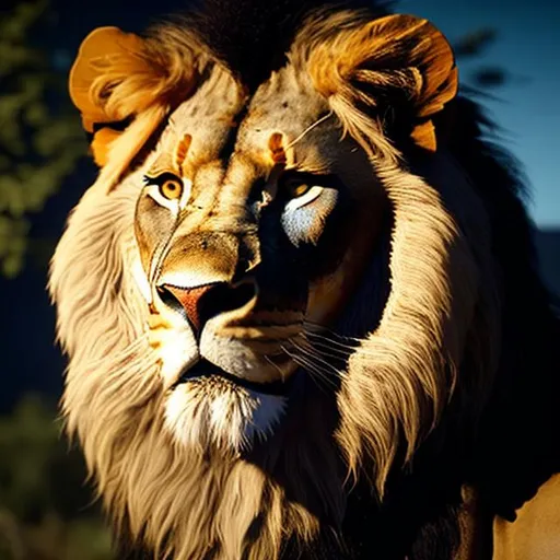 Prompt: lion high quality unreal engine 8k close up realistic super glow magical
