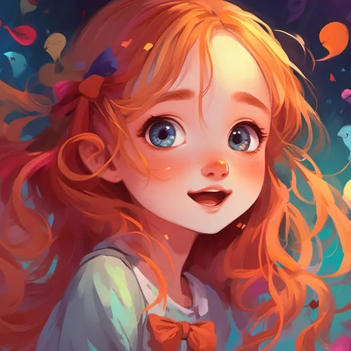 Prompt: <mymodel>Excited little girl talking about her dream, vibrant dreamlike colors, surreal atmosphere, dreamy, high-quality digital art, fantasy, surrealism, ethereal lighting, expressive face, detailed eyes, flowing hair, dreamy illustration, vibrant colors, surreal atmosphere