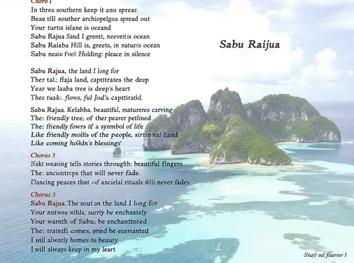 Prompt: Tentu, ini lirik lagu tentang keindahan, budaya, dan keramahan Pulau Sabu (Sabu Raijua):

**(Bait 1)**
Di selatan nusa, terhampar permata
Pulau Sabu indah, dibalut samudra
Batu penyu menyapa, ombaknya berkejaran
Menyimpan damai dalam keheningan

**(Bait 2)**
Bukit Kelabba Maja, ukiran sang alam
Warna-warni tanahnya memikat hati yang dalam
Pohon tuak menjulang, lambang kehidupan
Sari manis mengalir penuh berkah Tuhan

**(Reff)**
Sabu Raijua, tanah yang kurindu
Alammu molek, hatiku terpaku
Senyum ramah warga, tulus menyapa
Bagai pulang ke rumah, penuh rasa cinta

**(Bait 3)**
Tenun ikat bercerita lewat jemari indah
Motif adat leluhur yang takkan pernah punah
Langkah kaki menari di atas tanah pusaka
Dalam ritual kuno penuh makna mulia

**(Bridge)**
Matahari terbenam di ufuk yang jingga
Membawa damai yang takkan pernah sirna
Siapa pun yang datang pasti 'kan terpikat
Kehangatan Sabu abadi mengikat

**(Reff)**
Sabu Raijua, tanah yang kurindu
Alammu molek, hatiku terpaku
Senyum ramah warga, tulus menyapa
Bagai pulang ke rumah, penuh rasa cinta

**(Outro)**
Pulau Sabu... keindahan tak bertepi
Akan selalu kujaga di dalam hati.