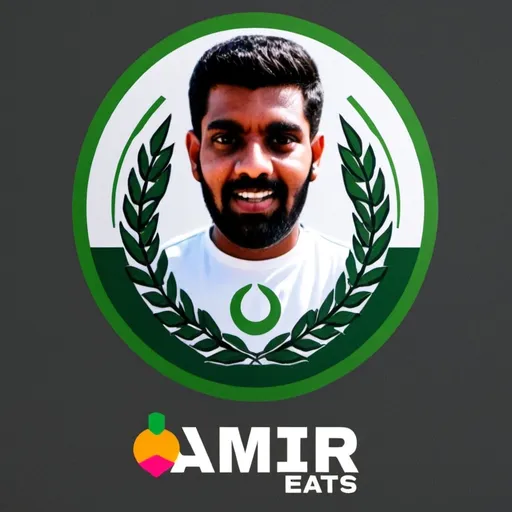 Prompt: A flag of a place called "states of amir" it must include an Uber eats logo on the flag and a crest with the word amir on 