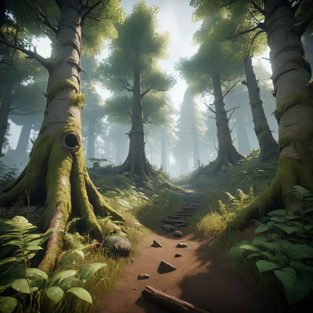 Prompt: a mysterious forest, high quality, unreal engine