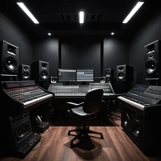 Prompt: dark music studio