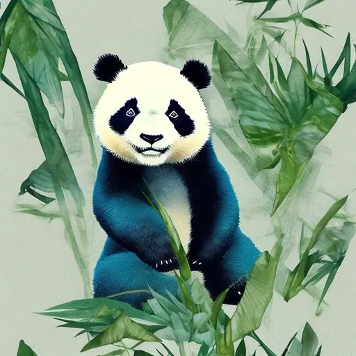 Prompt: blue green panda