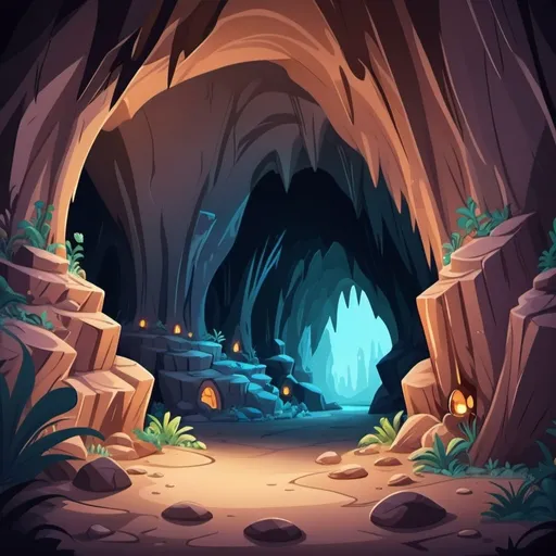 Prompt: underground cavern in Disney style cartoon
