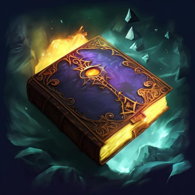 Prompt: A half opened spellbook in a square icon, fantasy art, magic 