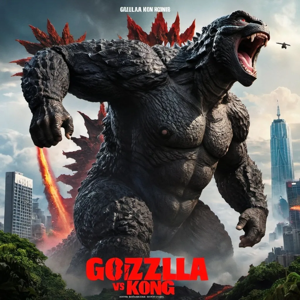 Prompt: movie poster godzilla vs kong