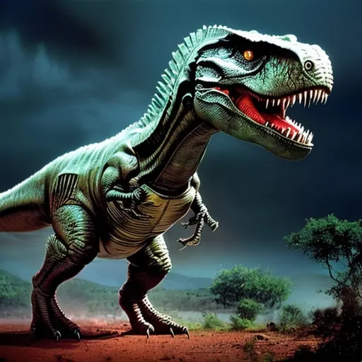 Prompt: t-rex on earth millions of years ago
