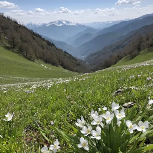 Prompt: Spring in the Mountains, during the Spring season