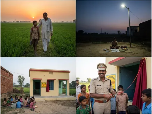 Prompt: In a small village surrounded by green fields…
There lived a boy named Raju.

Every morning, while others were sleeping,
Raju would wake up before sunrise 🌅
Help his father in the fields…
And then walk 5 kilometers to school.

His clothes were simple.
His shoes were torn.
But his dreams… were bigger than the sky.

People laughed at him.
“Village boys can’t become successful,” they said.

But Raju believed one thing —
“Hard work can change destiny.”

At night, under a streetlight,
He studied with full focus…
No complaints. No excuses.

Years passed…

That same village boy
Became a successful officer.

One day, he returned to his village —
Not with anger…
But with gratitude.

He built a school.
He helped farmers.
He gave hope to every child.

And he proved one thing —

👉 It doesn’t matter where you come from.
👉 What matters is where you decide to go.

🎵 (Music rises)

Moral:
“Dream big, work hard, and never be ashamed of your roots.