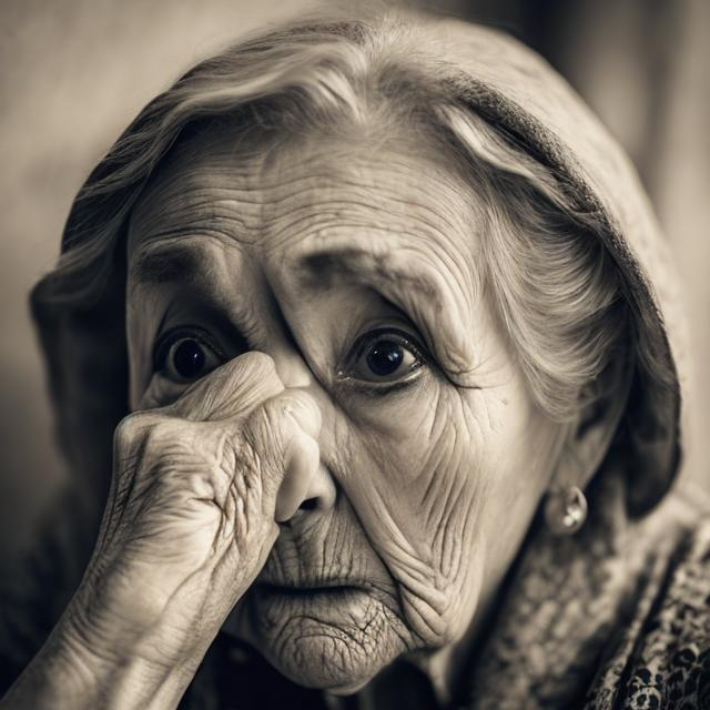 Prompt: sad old lady with a longing in their eyes
