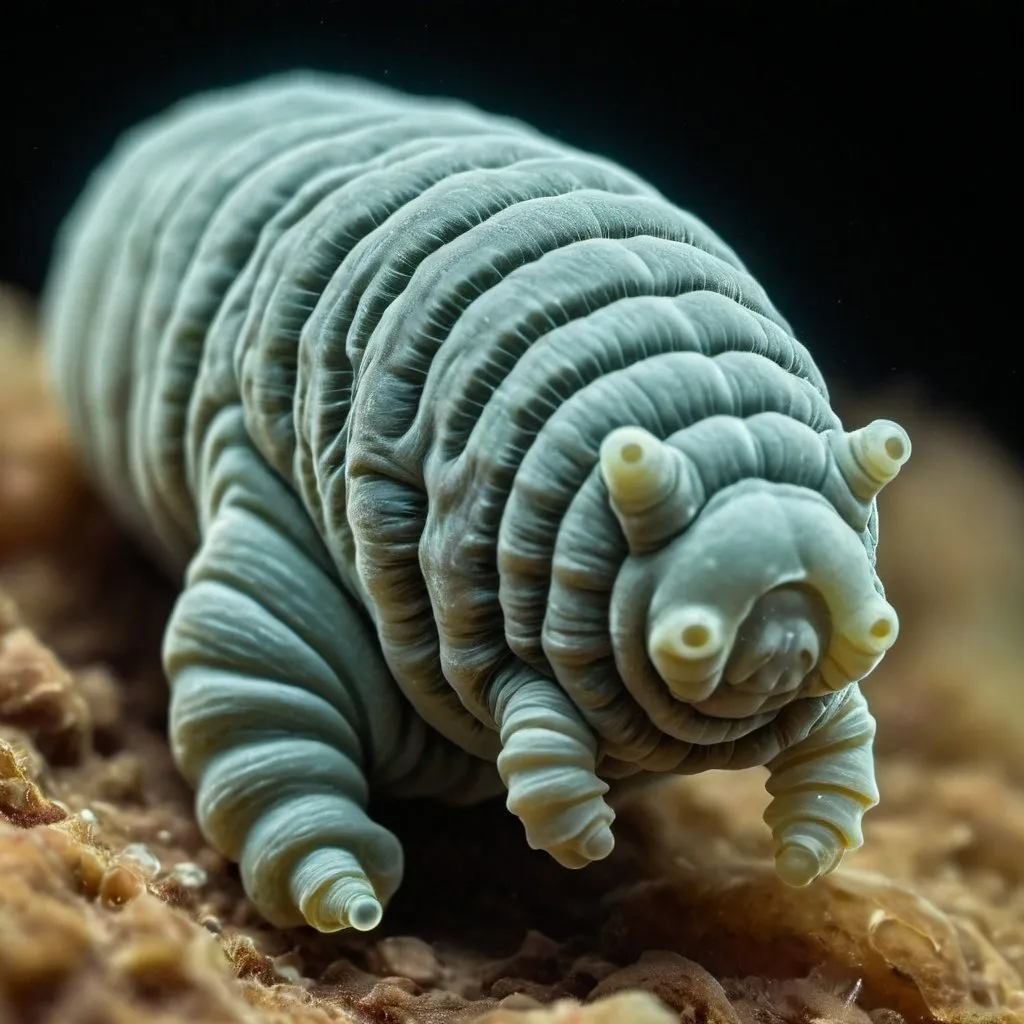 Prompt: micro-photo of tardigrades
