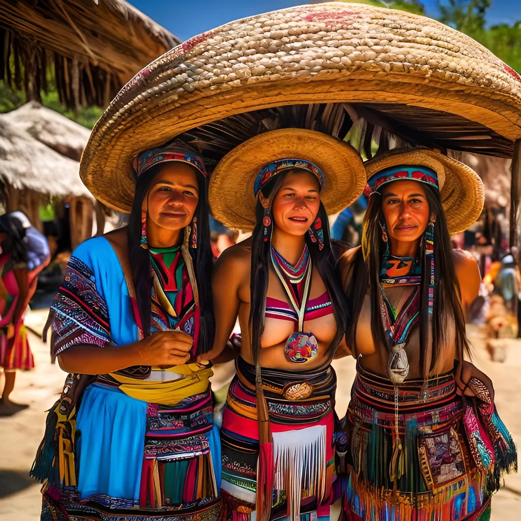 Prompt: In the style of realism and photography, focus on Indigenous Tourism. Illustrate the rich cultures, traditions, and lands of Indigenous peoples of Mexico City.