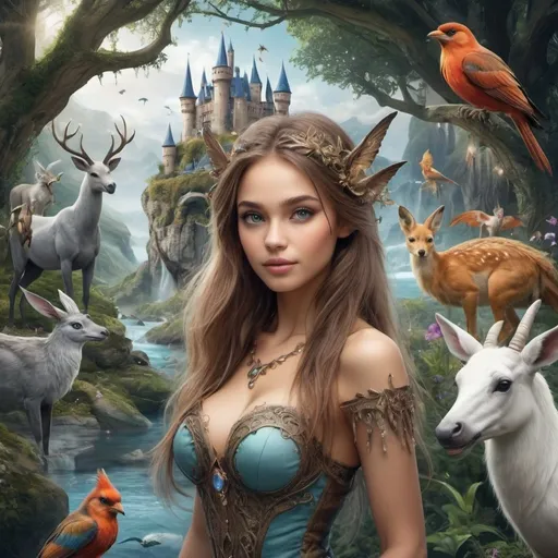 Prompt: A magical land full of magic in it and alot of magical creatures, full body view ,very beautiful faces, highly detailed faces and body. (Realistic image)
