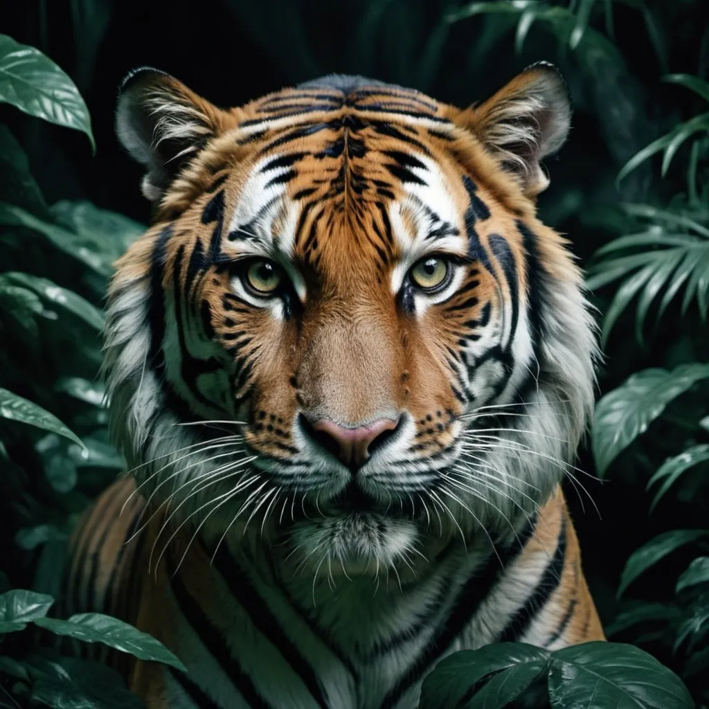 Prompt: photonegative refractograph rock song "welcome to the jungle", cinematic photography, ultra real main character : tiger