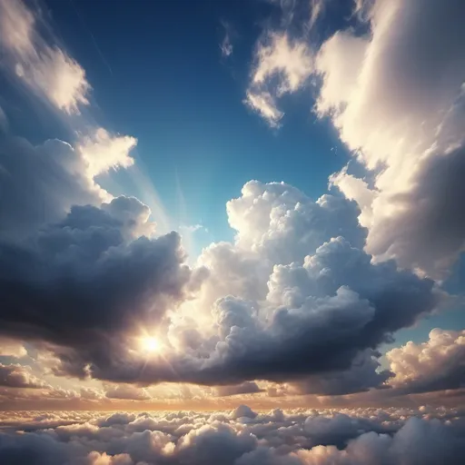 Prompt: A magical sky full of clouds and a very beautiful sky. (Realistic image)