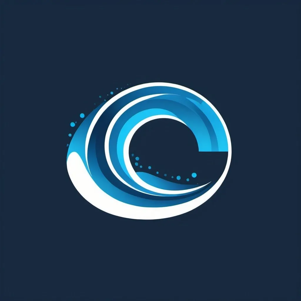 Prompt: Create a logo of data lake of a cargo firm that has a blue abstract wave in it and the letter C in light blue that emerges from the wave.