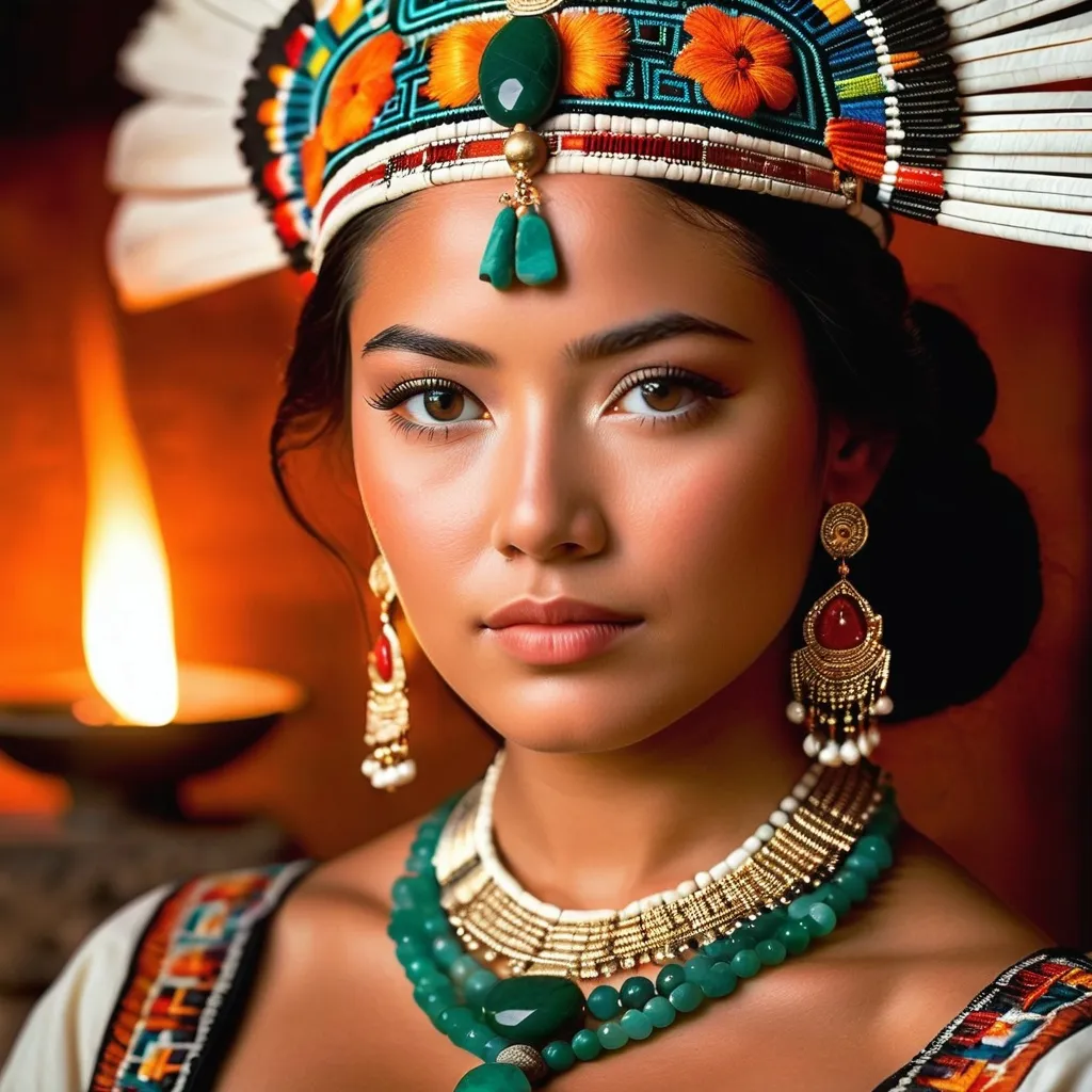 Prompt: A solemn portrait of a High Priestess of Teotihuacan
