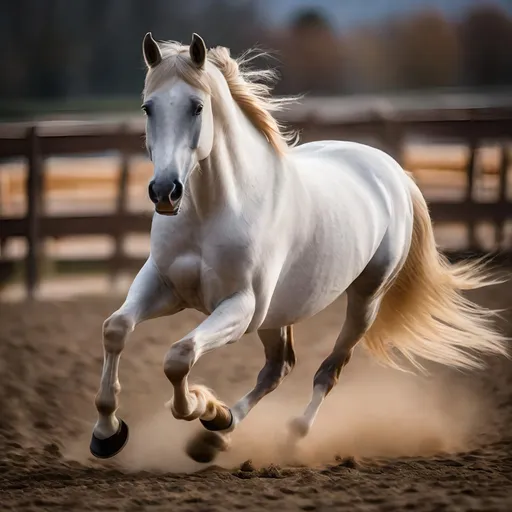 Prompt: horse captured in motion, long exposure photography, Nikon D850 DSLR camera, f/4, ISO 200, high quality, professional, elegant movement, dramatic lighting, artistic, dynamic composition