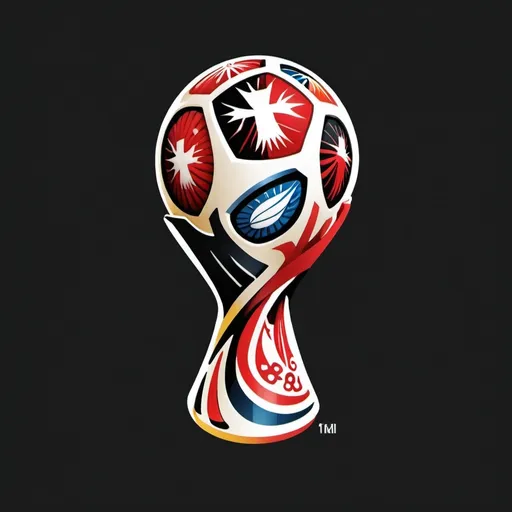 Prompt: football world cup logo in red and black with references to Flamengo, with a highlighted logo and a completely black background