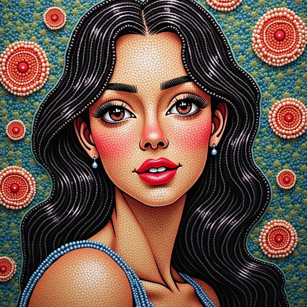 Prompt: beadwork, portrait of a beautiful woman
