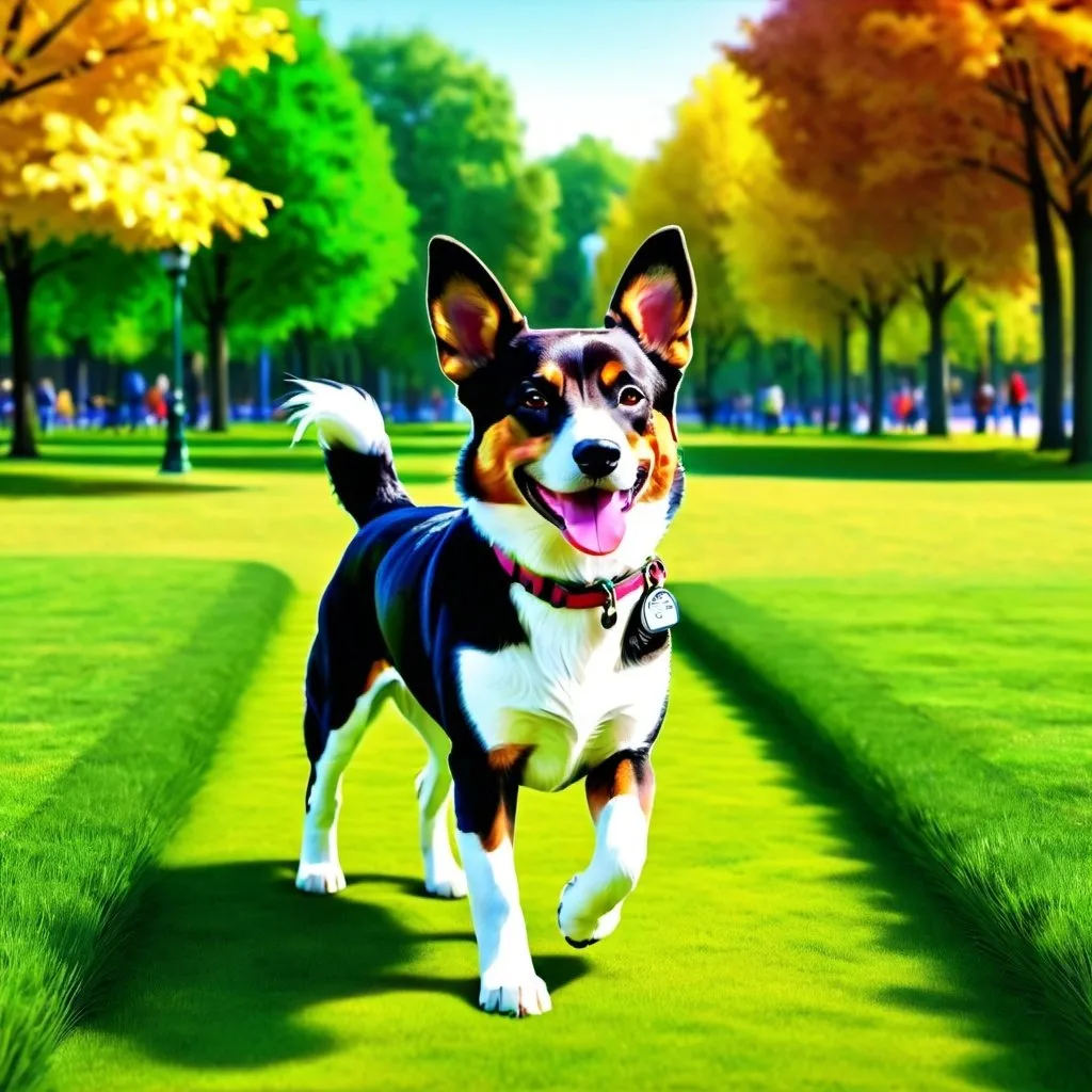 Prompt: A dog walking in a park, full body, high definition, detailed, realistic
