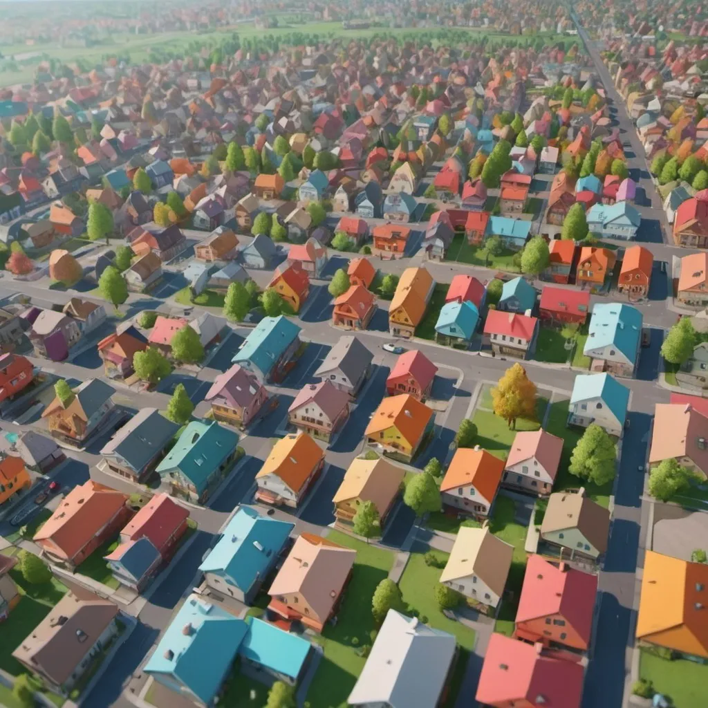 Prompt: a town landscape full of colors. colorful background trending on artstation, 8k, highly detailed and intricate. UHD. Aerial view.
