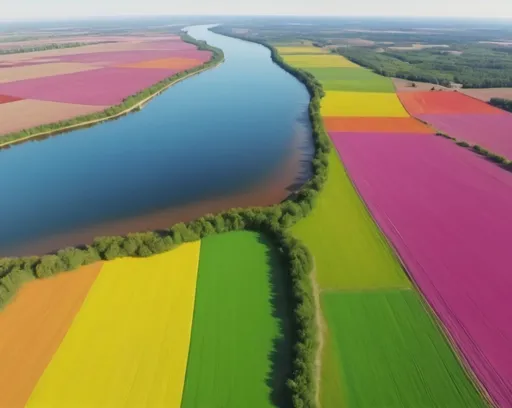 Prompt: Landscape with all colors. Aerial shot. UHD. Realistic.