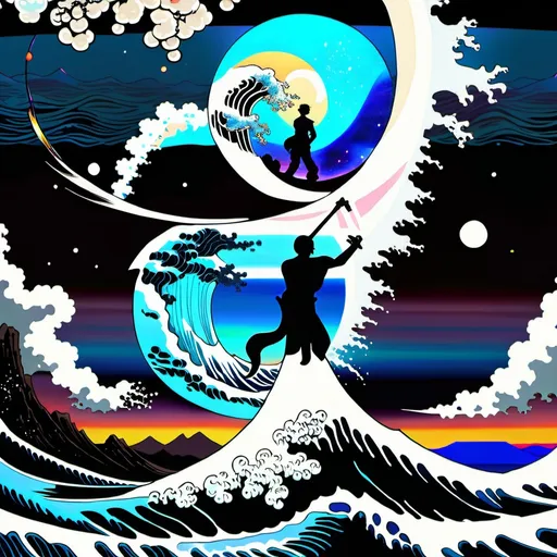 Prompt: dark side of the moon plus the pillars of creation plus the wave off Kanagawa