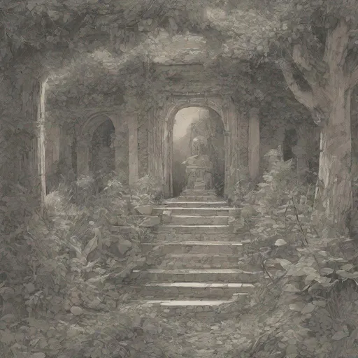 Prompt: overgrown tomb