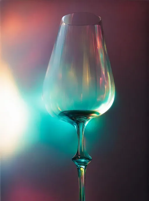Prompt: a wine glass turned into a prism with {{{miku colored turquoise}}} light shining from out of frame, pillers of creation