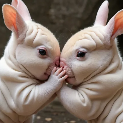 Prompt: God gave pattern seeking brain to recognize which little cute animals have received forehead kissed already and which haven't received forehead kissed