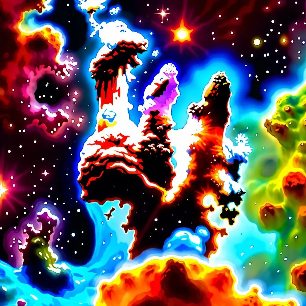 Prompt: the pillars of creation plus plus continued silliness