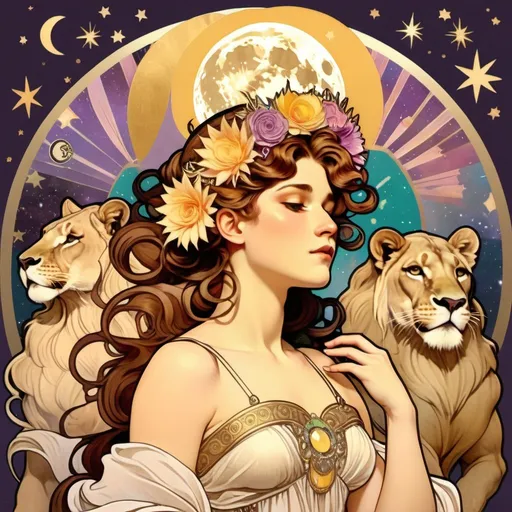 Prompt: Nonbinary, intersex, moon lions, crowns, collage, bursting
