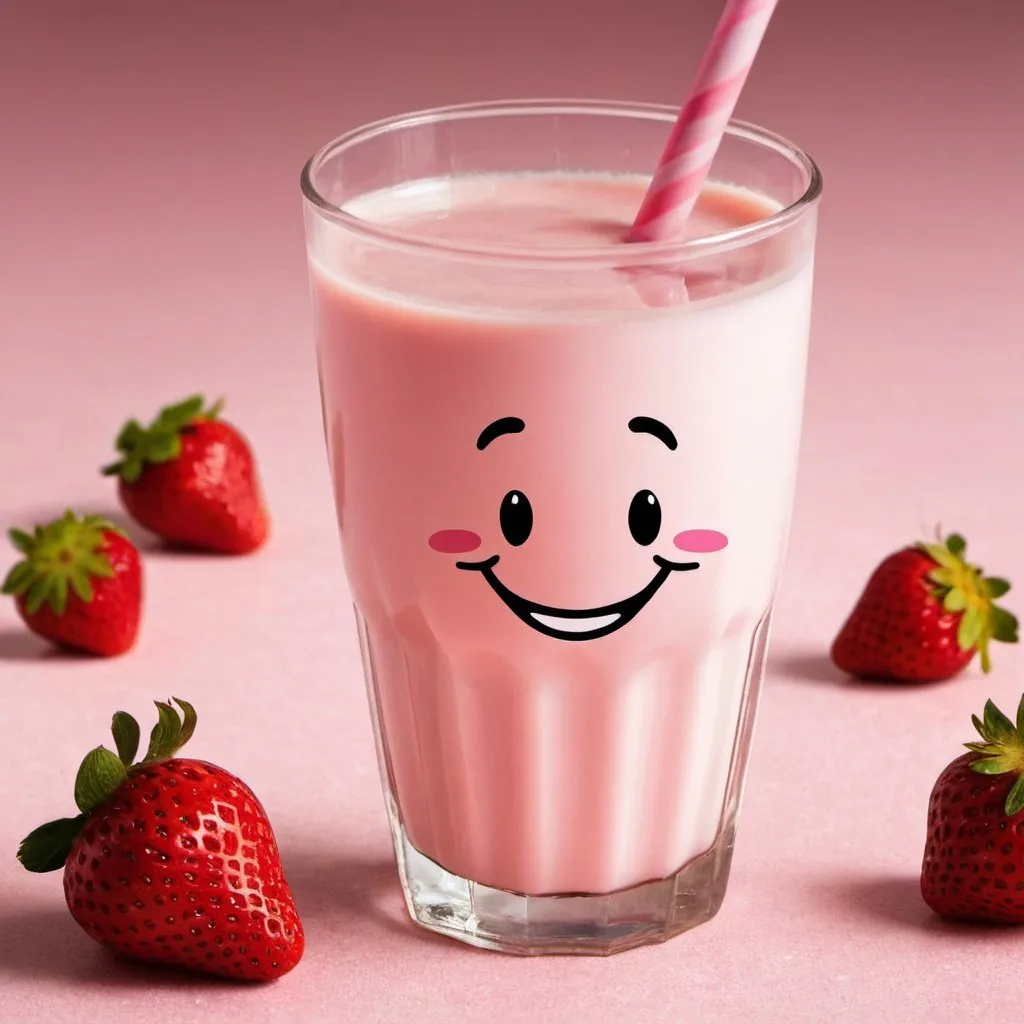 Prompt: This strawberry milk is making me emotional!