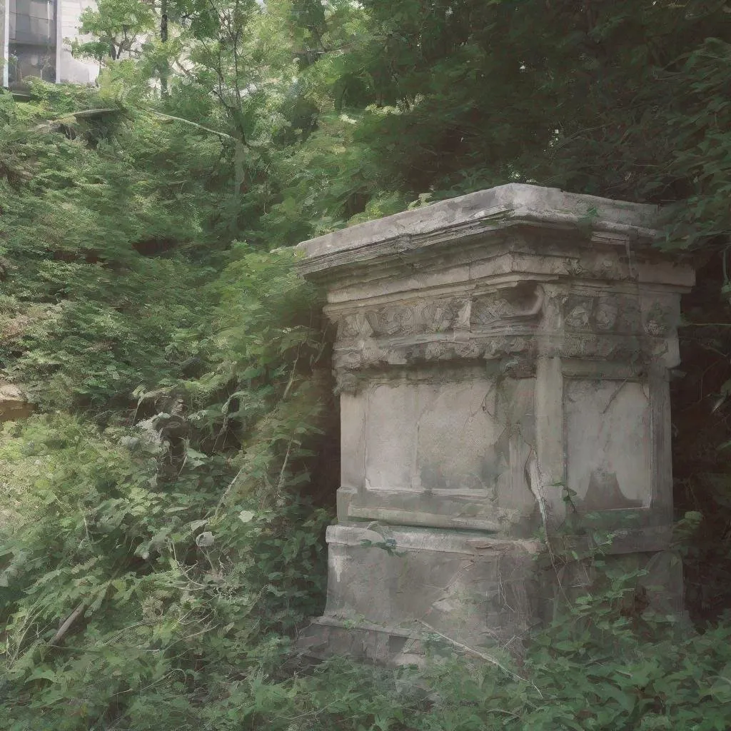 Prompt: overgrown tomb in the entertainment district