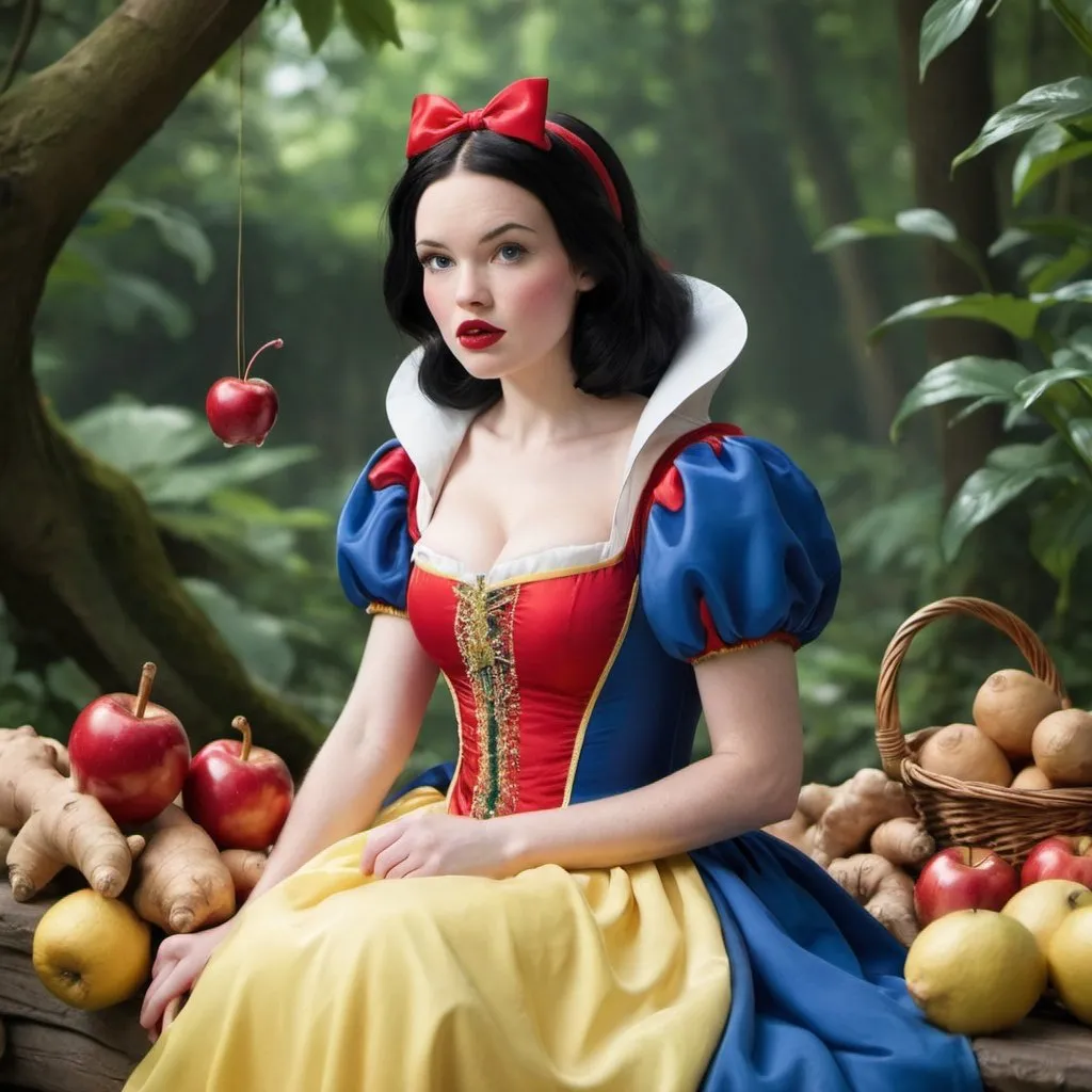 Prompt: snow white in the world of ginger 