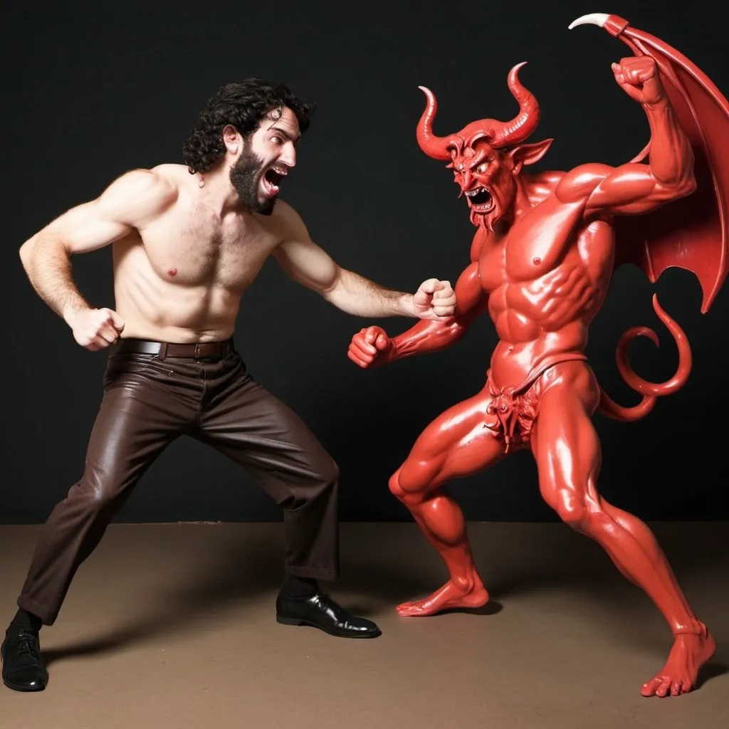 Prompt: super duper jew fighting satan

