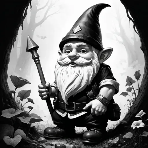 Prompt: gnome black white 
illustration

