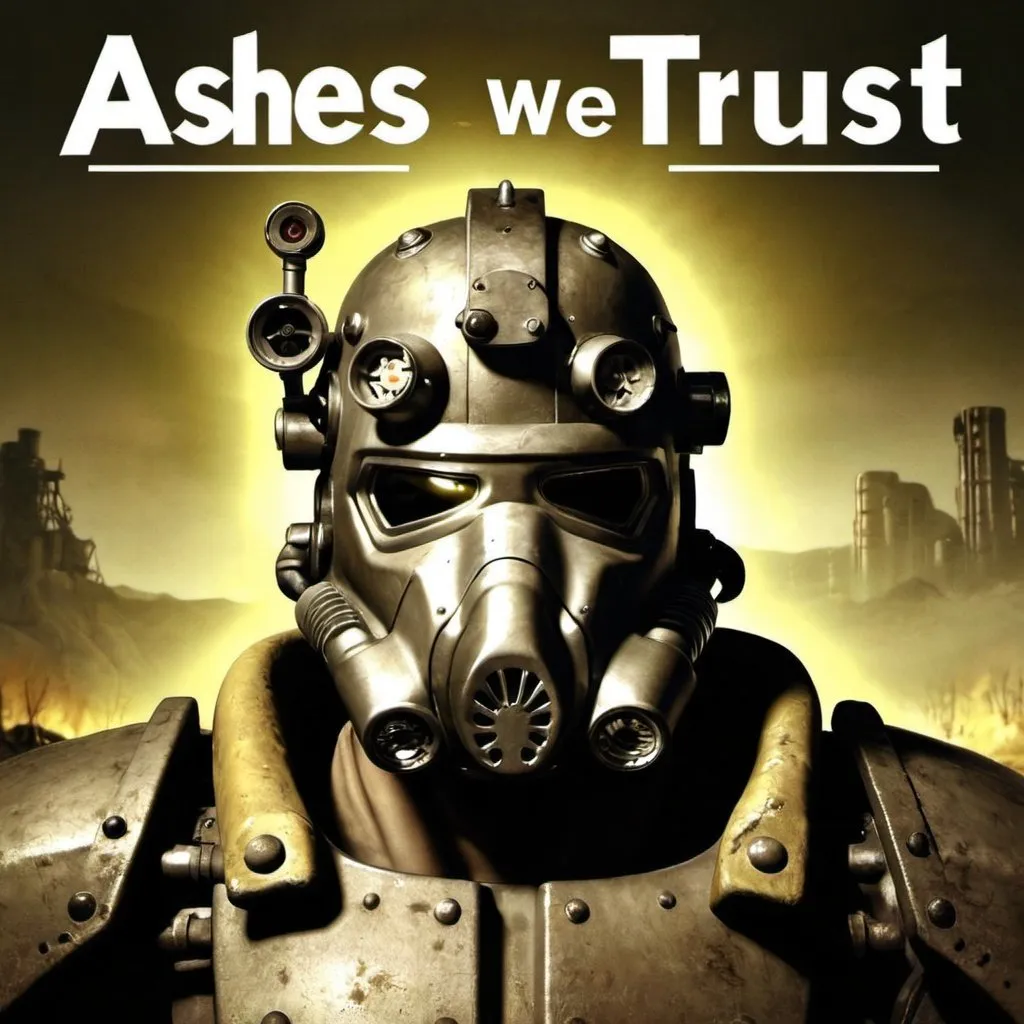 Prompt: Create me a fallout theme album cover name of the song Ashes We Trust