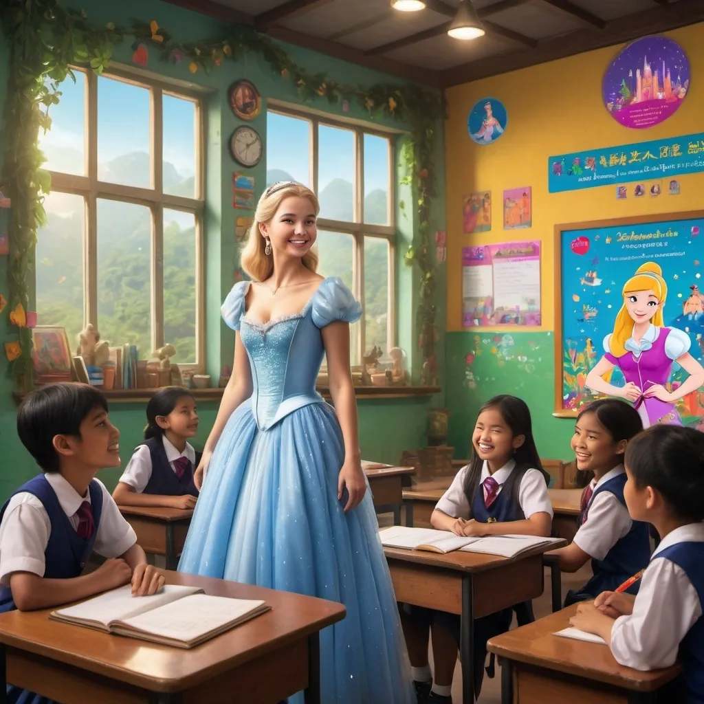 Prompt: Cinderella as an English Teacher in Malaysia
